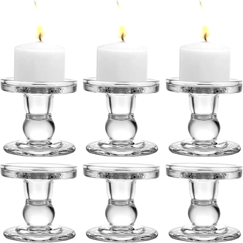 Visita la tienda de LOPYXBR Portavelas Cristal Juego de 6 Portavelas Transparentes para Mesa Porta Velas Cristal para Decoracion Hogar Bodas y Fiestas 8.6x8.5x8 CM — Cena a la luz de velas