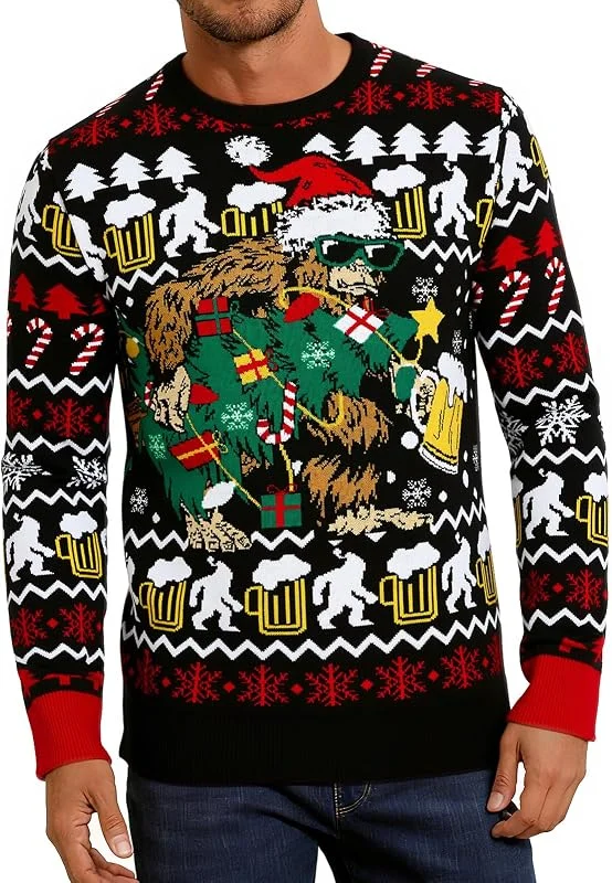 RAISEVERN Suéter de punto feo de Navidad para hombre — Ropa Navidad