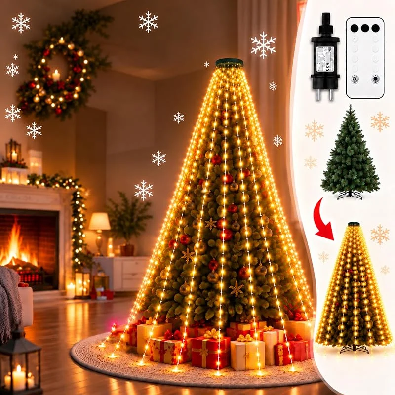 Visita la tienda de Xahpower Guirnalda Luces para Árbol de Navidad Anillo: Ambiente Festivo en 1 Minuto — Luces Navidad