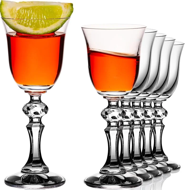 Visita la tienda de IMPERIAL glass Juego de 6 copas de aguardiente con tallo de IMPERIAL glass - 60ml de vidrio cristalino "Vintage" - elegante copa de licor estilo vintage con tallo facetado y en forma de cáliz, apta para lavavajillas — Vino y mesa festiva