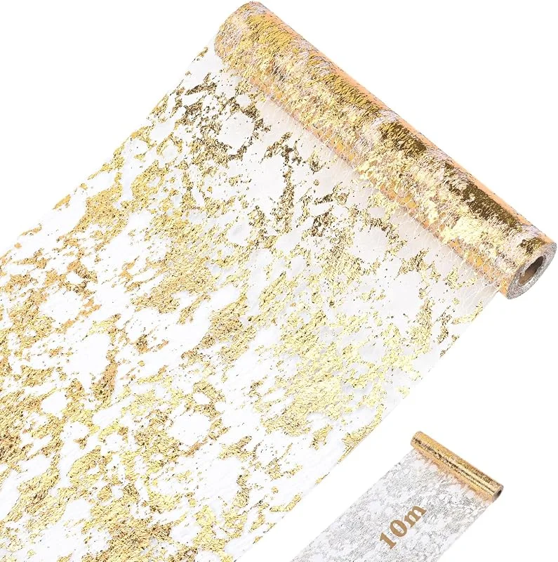 LUXECOVE Camino de Mesa Dorado de 28 cm x 10 m, Camino de Mesa de lámina Dorada, decoración de Mesa, Mantel con Purpurina, se Puede Cortar a voluntad, Adecuado para Bodas, Fiestas, Decoraciones de cumpleaños — Hogar y cocina