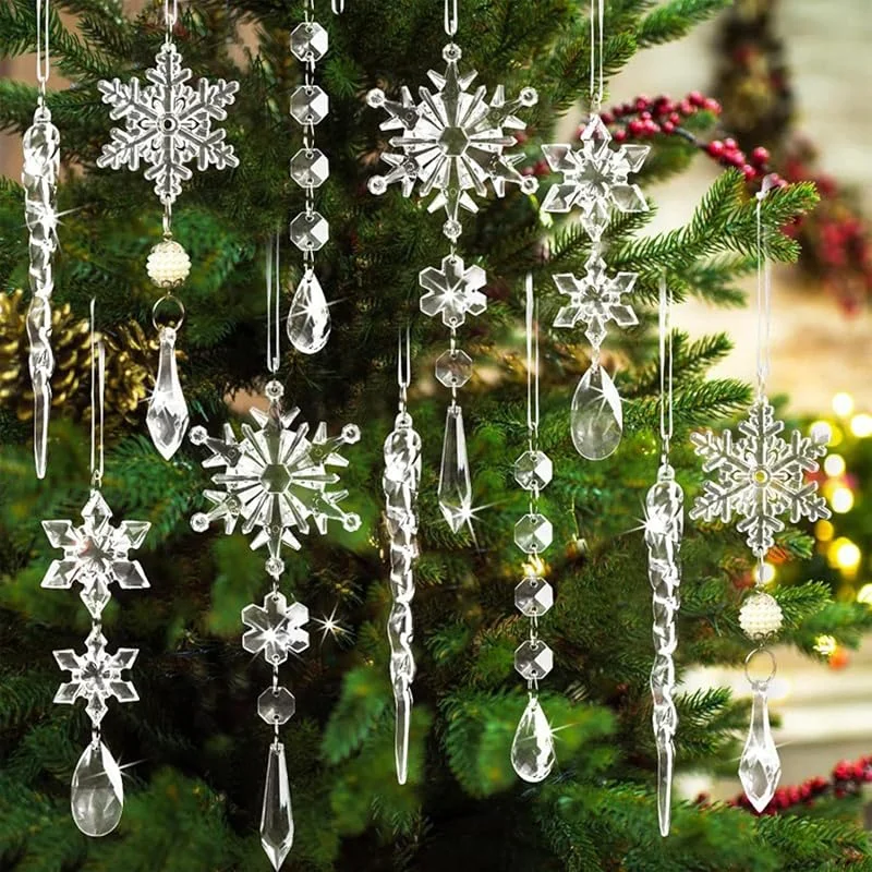 Tupenofif 18 Piezas de Adornos para árbol de Navidad, Adviento, Copos de Nieve, Cristal — Decoracion Navidad