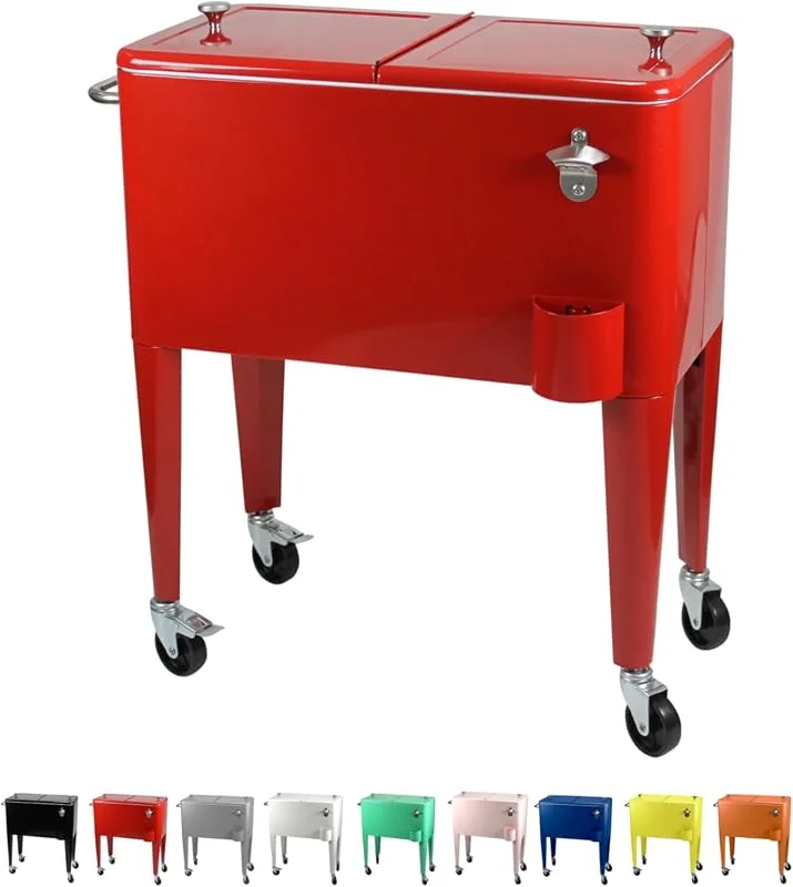 KAILUA COOLER Serve Cool Drinks Kailua Cooler Carrito Nevera con Ruedas para Bebidas, Jardín y Terraza — Hogar y cocina