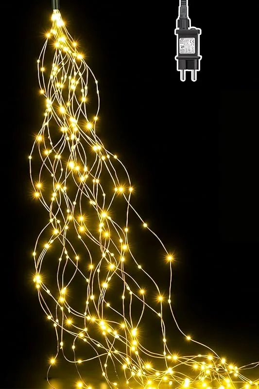 Visita la tienda de Dekofun 2m Guirnalda Luces Cascada con Enchufe, 400LED Blanco Cálido — Luces Navidad