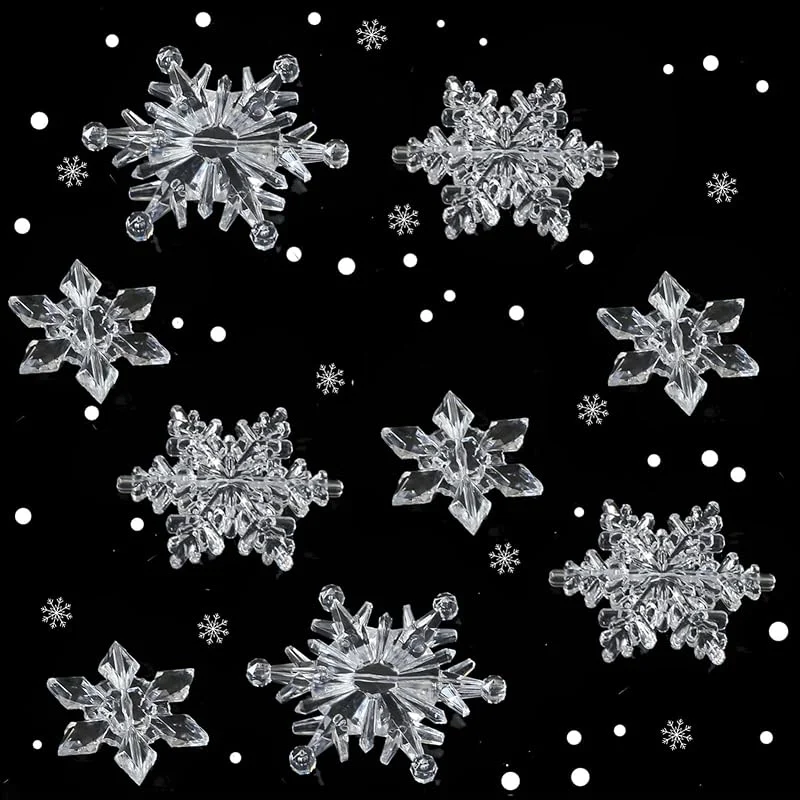 HERZWILD Adornos para árbol de Navidad, 35 unidades, diseño de copos de nieve de cristal acrílico transparente (transparente) — Decoracion Navidad