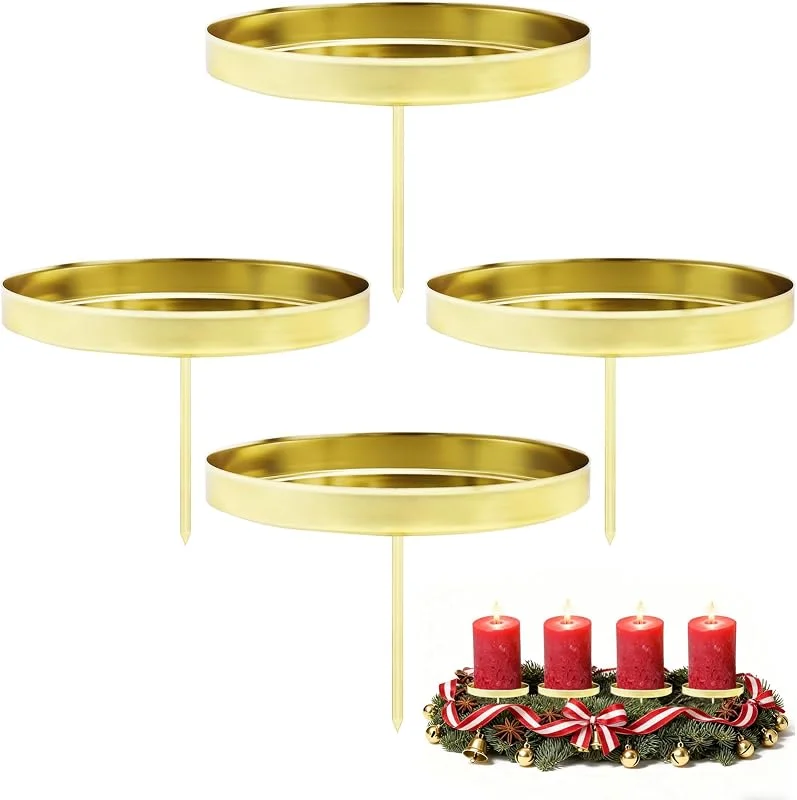Gucass 4 portavelas para velas y corona de Adviento – 8 cm oro con pincho – Candelabros y soportes para velas — Adviento y mesa