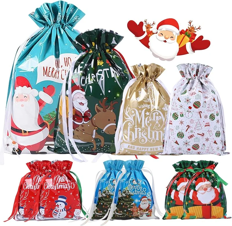 YUDANSI Cordón Bolsas de Regalo Navidad, 4Talla 7Estilo Bolsa de Regalo — Envoltorio regalo