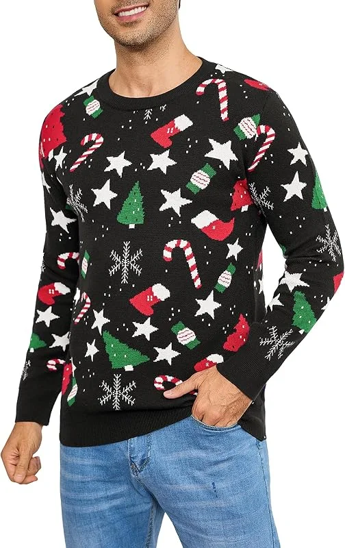Visita la tienda de iClosam iClosam Suéter Navidad Unisex de Punto con Cuello Redondo para Invierno — Ropa Navidad