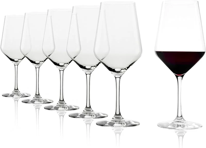 Stölzle Lausitz Copas de Vino Bordeaux Revolution Set de 6, 650 ml – Copas de Alta Calidad para Bordeaux, Amarone & Syrah – Copas Elegantes de Cristal – Resistentes a Golpes y Lavavajillas — Vino y mesa festiva