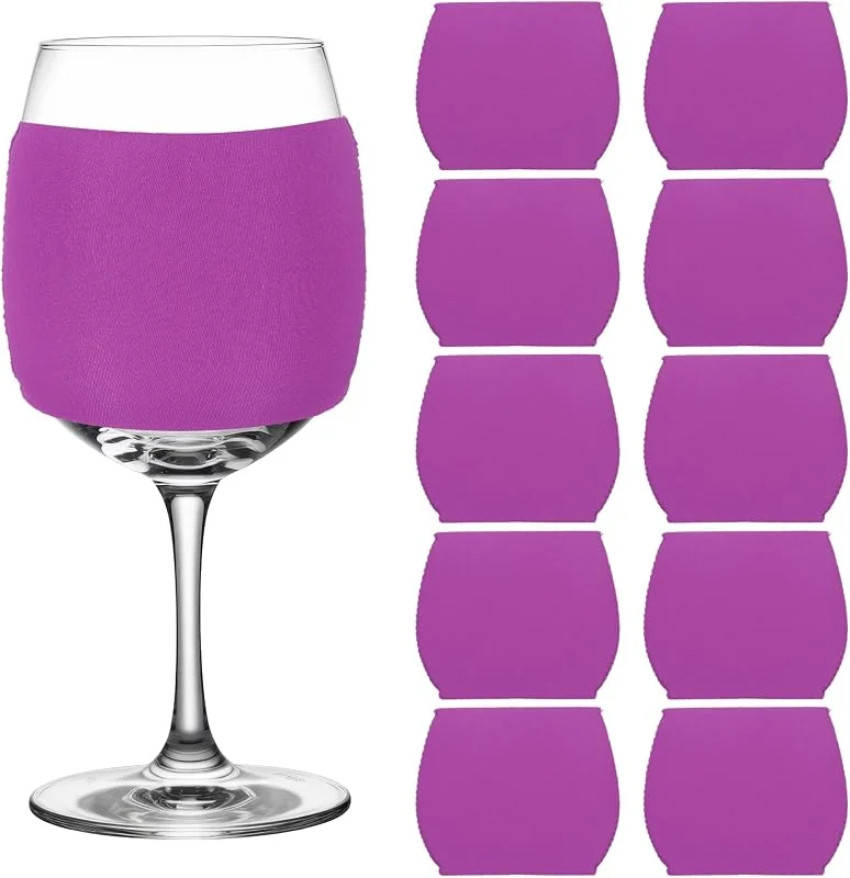 Visita la tienda de sourcing map sourcing map 12 fundas para copas de vino en blanco de sublimación, reutilizables, de neopreno, aisladas, para bebidas frías, suministros de adornos de sublimación, color morado — Vino y mesa festiva
