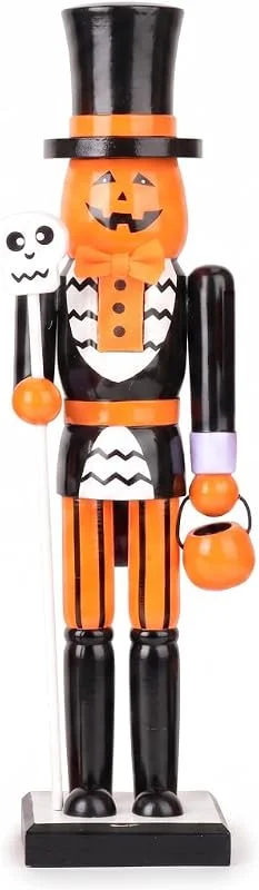 Bemonew Cascanueces de calabaza, figura de cascanueces de madera para Halloween, 38 cm, naranja — Decoracion Navidad