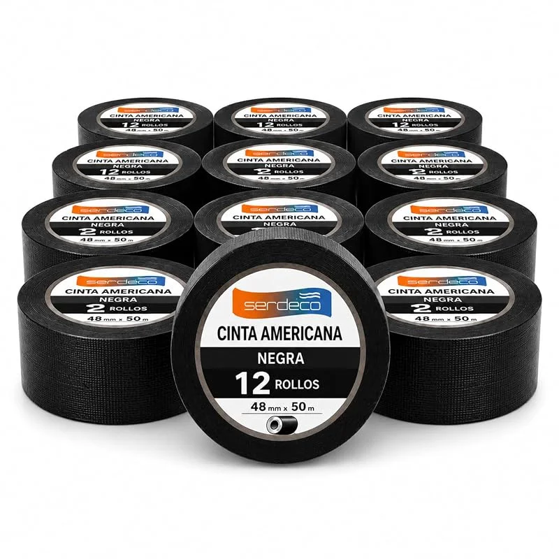 Visita la tienda de SERDECO DECORACION SERDECO Cinta Americana Negra 48 mm x 50 m – 12 Rollos — Envoltorio regalo