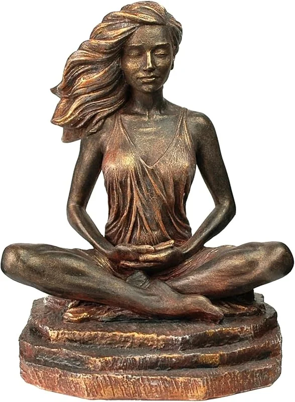 Visita la tienda de Más que escultura. A. Bernal Escultura Mujer Meditación Yoga Bronce - Figura Decorativa Zen Resina 20 cm — Decoracion Navidad