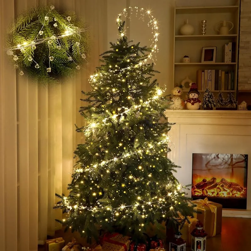 Glooglitter Guirnalda de luces de cristal flotante en espiral para árbol de — Decoracion Navidad
