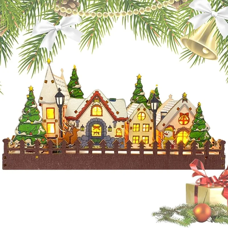 Genérico Casas del Pueblo Navideño Adornos Rústicos Divertidos con Luz LED — Decoracion Navidad