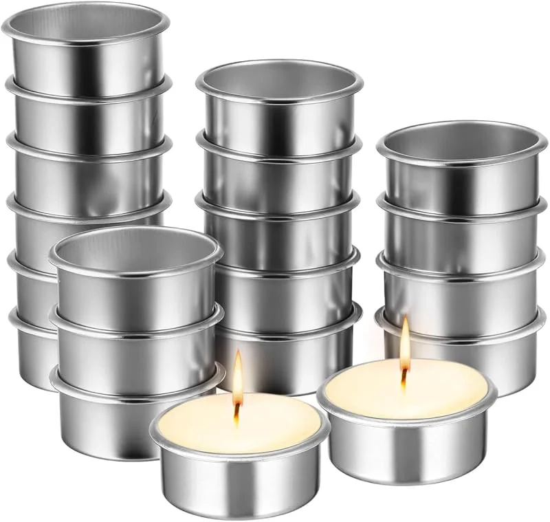 IMIKEYA 20 portavelas de metal de 45 mm, con boquillas, portavelas de metal, portavelas de té, color plateado, para bodas, Navidad, velas de mesa — Adviento y mesa