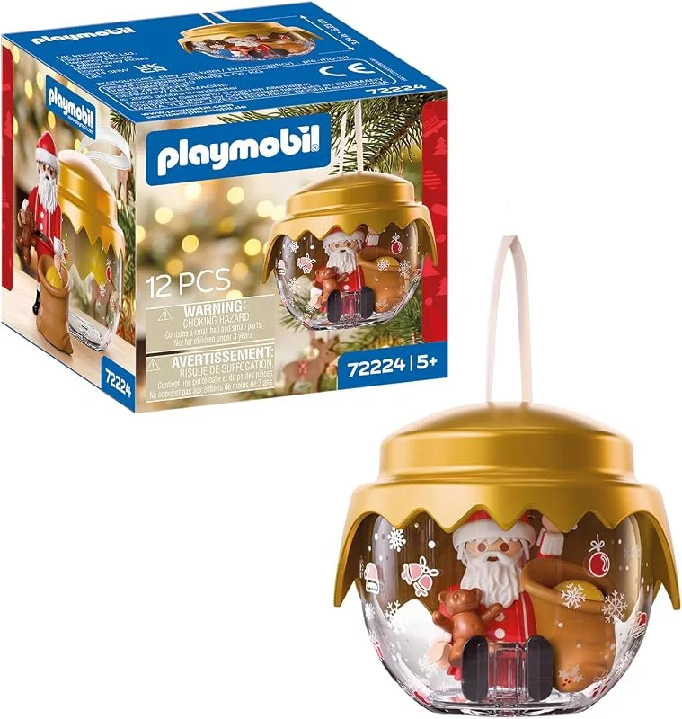 Visita la tienda de PLAYMOBIL PLAYMOBIL, Christmas, Bola de Navidad: Clásica, Boule Festive Avec Père Noël traditionnel et Sac de cadeaux, para niños a Partir de 4 años, 72224 — Decoracion Navidad