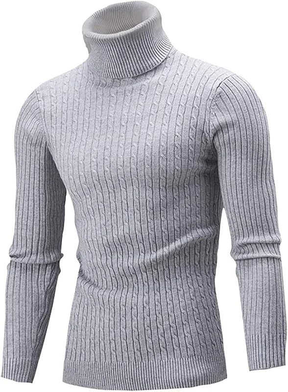 Visita la tienda de AIDEAONE AIDEAONE Suéter de Cuello Alto para Hombre Sudadera de Punto cálida y Ajustada básica — Ropa Navidad