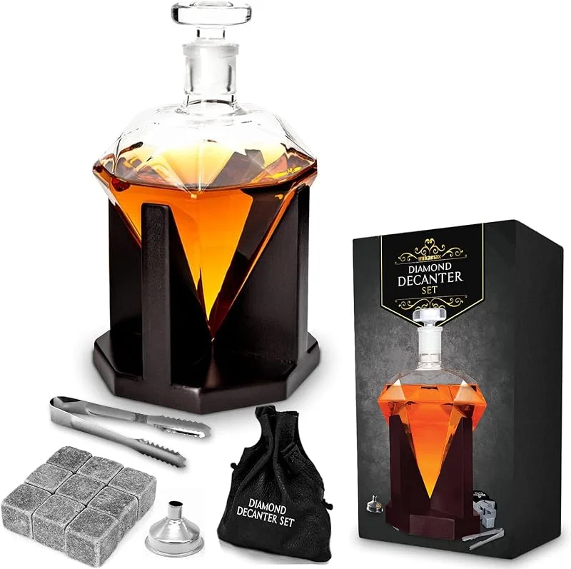 mikamax - Decantador de diamante - Whisky - 850 ML - Hecho a mano — Vino y mesa festiva