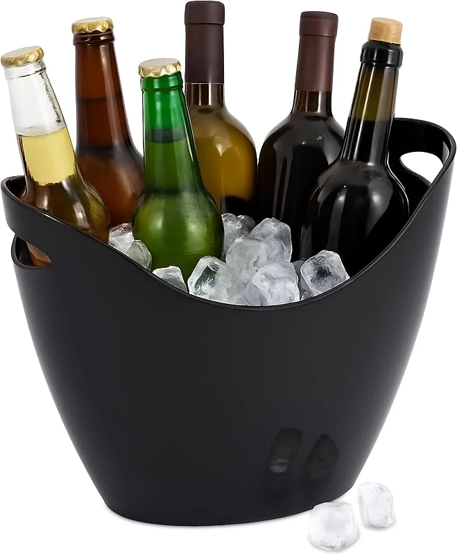 Visita la tienda de Relaxdays Relaxdays Cubitera para Botellas, 8 L Volumen, Enfriador Bebidas, Champanera, Cava, Champán y Vino, Plástico, Negro — Vino y mesa festiva