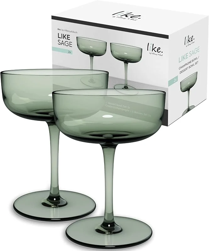 Villeroy & Boch – Juego De 2 Copas De Cava, Postre Like Sage, Vidrio De Color Verde, Capacidad 100Ml — Vino y mesa festiva