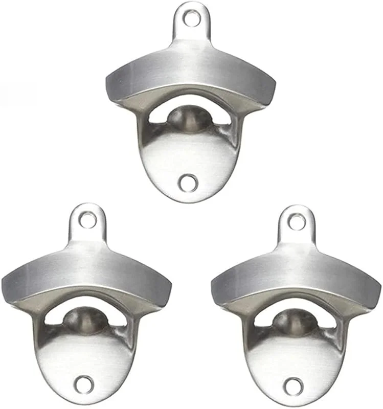 LATRAT Abridor de botellas de pared de acero inoxidable, 3 unidades, estilo vintage, para restaurante, apartamento, cocina, bar — Vino y mesa festiva