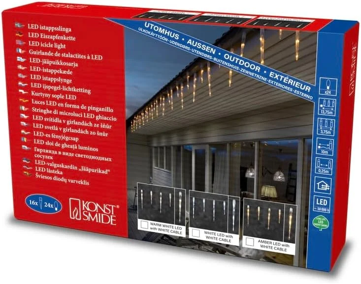 Konstsmide 1068-010 - Guirnalda LED para el árbol de navidad (velas de luz, 10 diodos de blanco cálido, 230 V, 1W, para interiores) — Luces Navidad