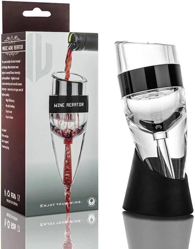 Visita la tienda de FosFun Aireador de Vino con Base, FosFun Decantador de Vino, Aireador Vino, Pourer Decanter, Decantador Aireador, Oxigenador vino, Decantador de vino y aireador, Negro, regalos para hombres y mujeres — Vino y mesa festiva