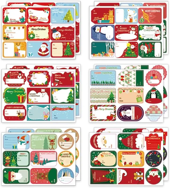 Lotbun Pegatinas de sellado de Navidad, etiqueta de Navidad, autoadhesivas, para embalaje, regalo, festival, decoración de bricolaje (108) — Envoltorio regalo