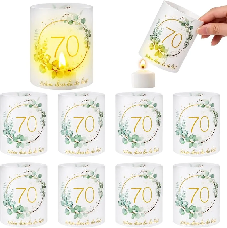 Alaoo Portavelas de Mesa, 12 PCS, Portavelas de Mesa para 70 Cumpleaños, A — Cena a la luz de velas