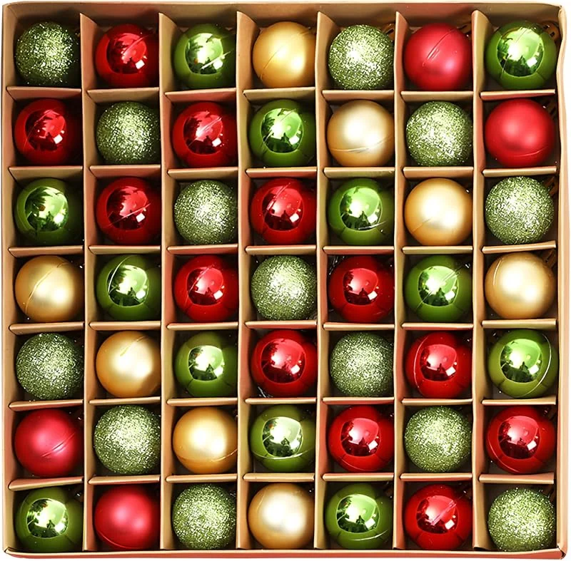 KEORHEZ 49 bolas de Navidad pequeñas, 3 cm, rojo dorado, bolas de Navidad rojas, doradas y verdes, brillantes mates con colgador — Decoracion Navidad