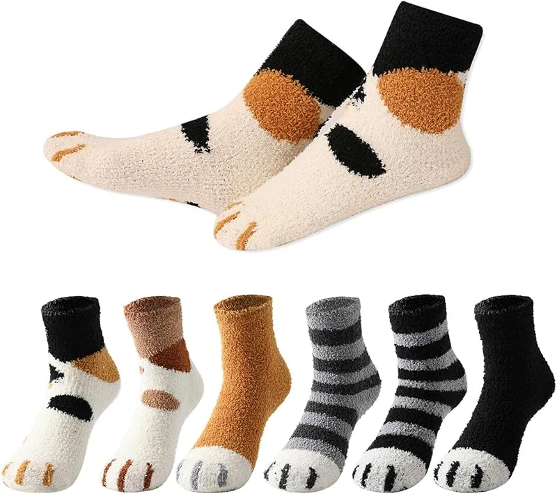 Visita la tienda de MOCOCITO Calcetines Mujer, 6 Pares Calcetines de Gato Mujer Invierno, Calcetines Térmicos de Algodón Divertidos Adorable Regalos Originales — Ropa Navidad