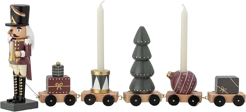Bloomingville Vadim - Tren de Navidad (45 cm, Madera FSC), Color Rojo y Verde — Adviento y mesa
