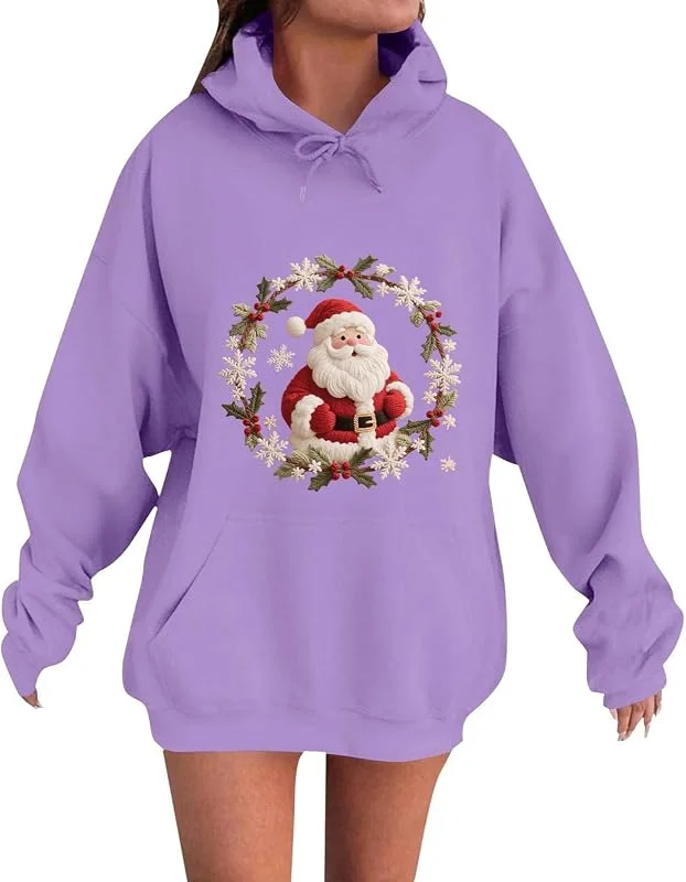 Generic Sudaderas con capucha de Navidad para mujer, diseño de corona de Papá Noel — Ropa Navidad