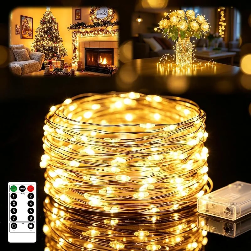 Desing Wish 1 x 30M 300 LED Luces Pilas Impermeable Navidad Interior Arbol Navidad Luces de Hadas Mini Christmas Fairy Lights Decoracion Habitacion Bodasm Fiesta Botellas con Mando a Distancia y Temporizador — Luces Navidad