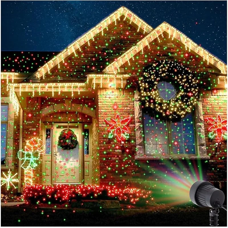 Sobeta Proyector de Navidad Estrella, Luces de jardín, al Aire Libre Rojo Verde Azul Tres Colores luz de proyección de luciérnaga en Movimiento con Control Remoto para Fiesta de Navidad Boda de Vac — Luces Navidad