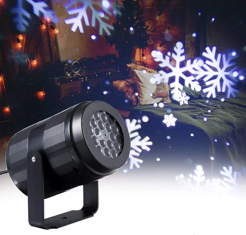 Lixada Proyector de luz LED en Movimiento Lámpara de Paisaje Decoración navideña al Aire Libre Copos de Nieve Navidad para Festival, Fiesta — Luces Navidad