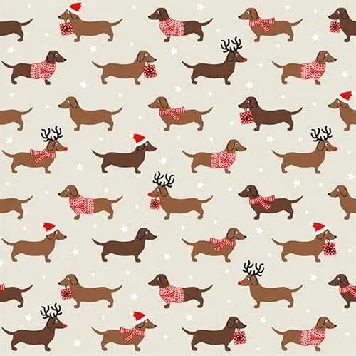Duuous 20 Servilletas de Navidad Perro Salchicha, Invierno, Decoración de Mesa 33 x 33 cm — Adviento y mesa