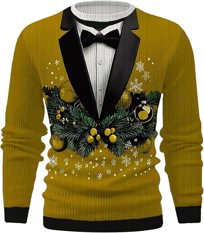 PINTUTU Sudadera Navidad para Hombre, Jersey Navideño Feo Clásico Sweaters Jersey Familia Merry Christmas Jumper Gracioso Familiares Talla Grande de Suave — Ropa Navidad