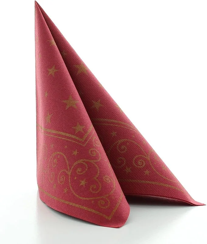 Sovie HORECA Servilletas navideñas Liam en Burdeos de Linclass® Airlaid, servilleta similar a la tela, diseño de invierno, servilleta desechable, ideal para Adviento y Navidad, 40 x 40 cm, 50 unidades — Hogar y cocina