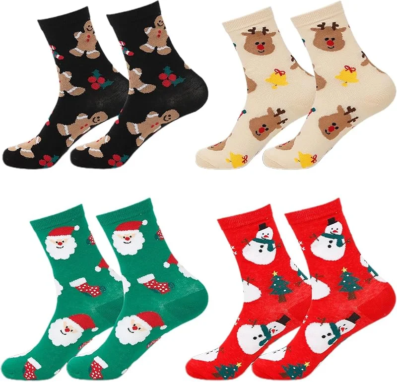 lomdung Calcetines Navideños, 4 Pares, Multicolor, Talla Única, Niños — Decoracion Navidad