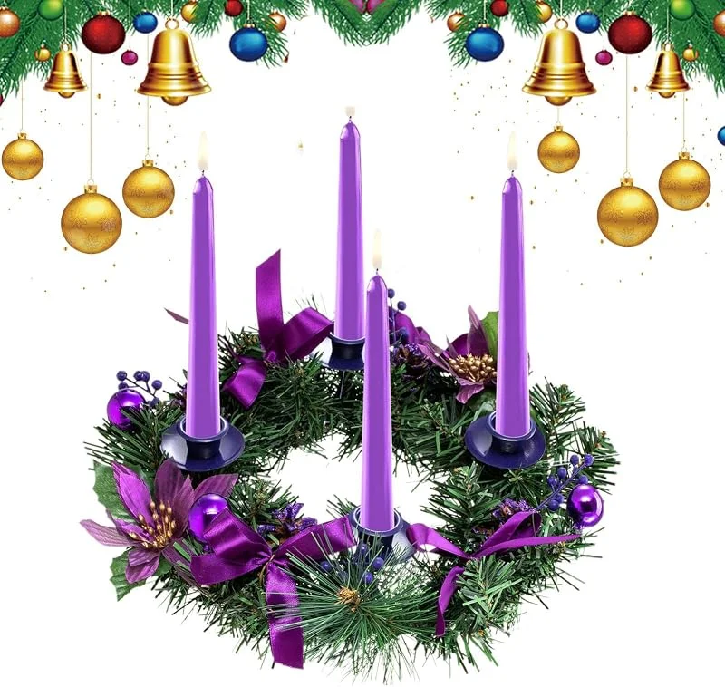 Fruusv Corona de Navidad con velas de Adviento, centro de mesa de Navidad, guirnalda de Navidad con velas, decoración de mesa de Navidad con colores brillantes, guirnalda de Adviento, centro de mesa — Cena a la luz de velas