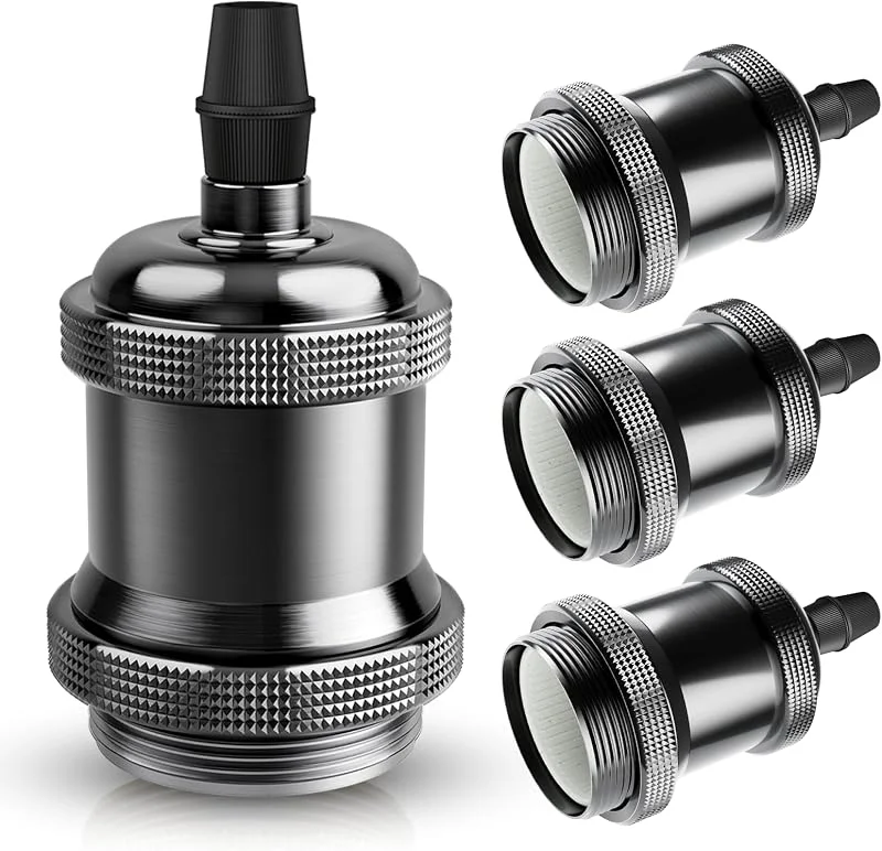 Visita la tienda de DiCUNO DiCUNO Portalámparas E27 vintage, Perla Negra Edison retro, Pack de 4 — Cena a la luz de velas