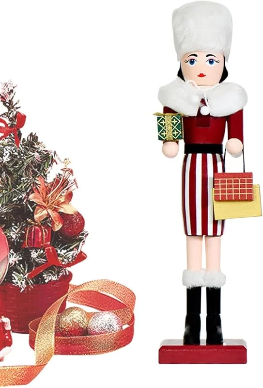 Genérico Cascanueces de Navidad Femenino Decoración En Madera 36, 5 Cm — Decoracion Navidad
