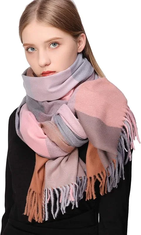 RIIQIICHY Tartán Bufanda Mujer Invierno Pashmina Grande Foulard Pañuelos Chal Fular Estolas — Ropa Navidad
