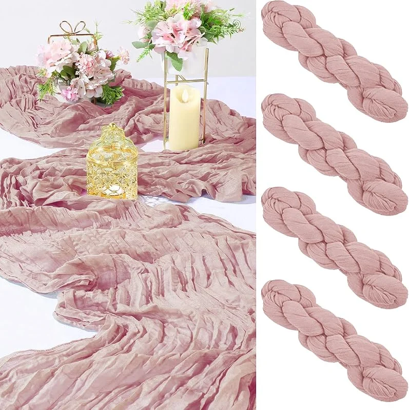 Cinnani 4 Piezas Camino de Mesa Rosa Polvoriento de Gasa 90 x 300 cm decoración de Mesa de Interior, Vacaciones, Boda, Fiesta, Cumpleaños — Hogar y cocina