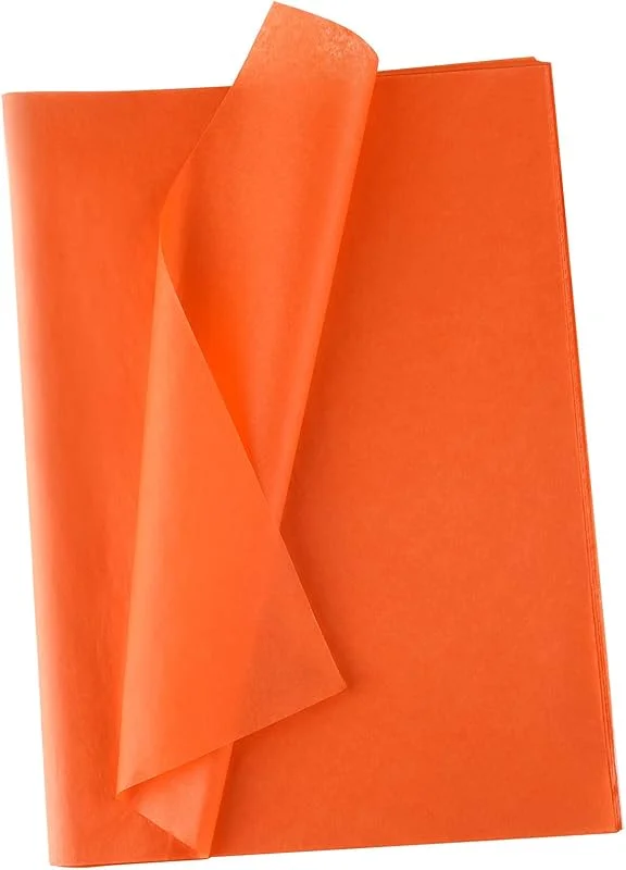 MIAHART 60 hojas de papel de seda naranja para envolver regalos, papel de seda de Halloween a granel para empaquetar flores, cumpleaños, Navidad, Halloween, manualidades, pompones, confeti — Envoltorio regalo