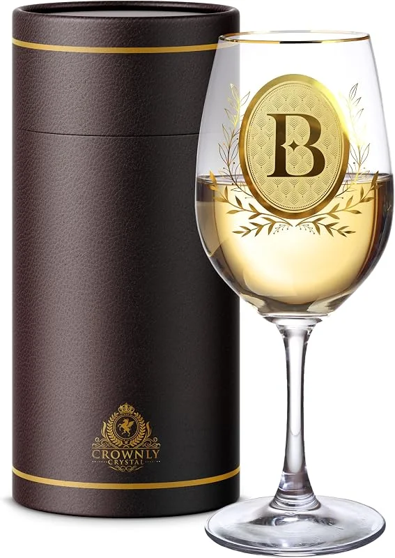 CROWNLY CRYSTAL® Regalos Personalizados Copas Gin Tonic Mujer Cumpleaños Decoración Navidad Abuela Amiga (B) — Vino y mesa festiva