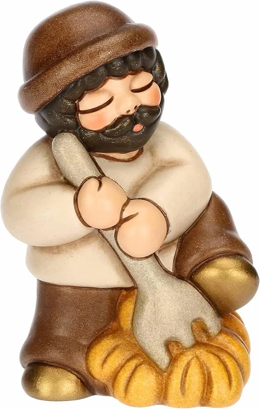Visita la tienda de THUN THUN - Hombre con horca y heno marrón de cerámica, 5, 2 x 4, 3 cm, Altura 7, 9 cm, colección Belén Clásico — Decoracion Navidad