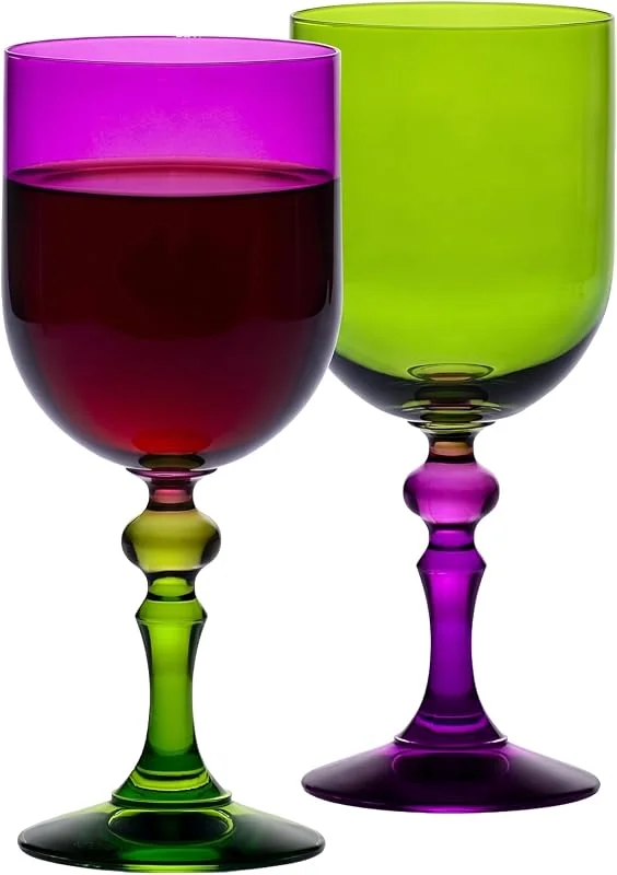 Visita la tienda de Krosno Krosno Copas de Vino Verde-Violeta, Juego de 2, 300 ml, Colección Bubble — Vino y mesa festiva